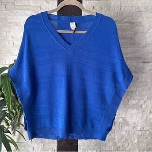 QI Cashmere V Neck Oversized Poncho Sweater Blouse Size XS